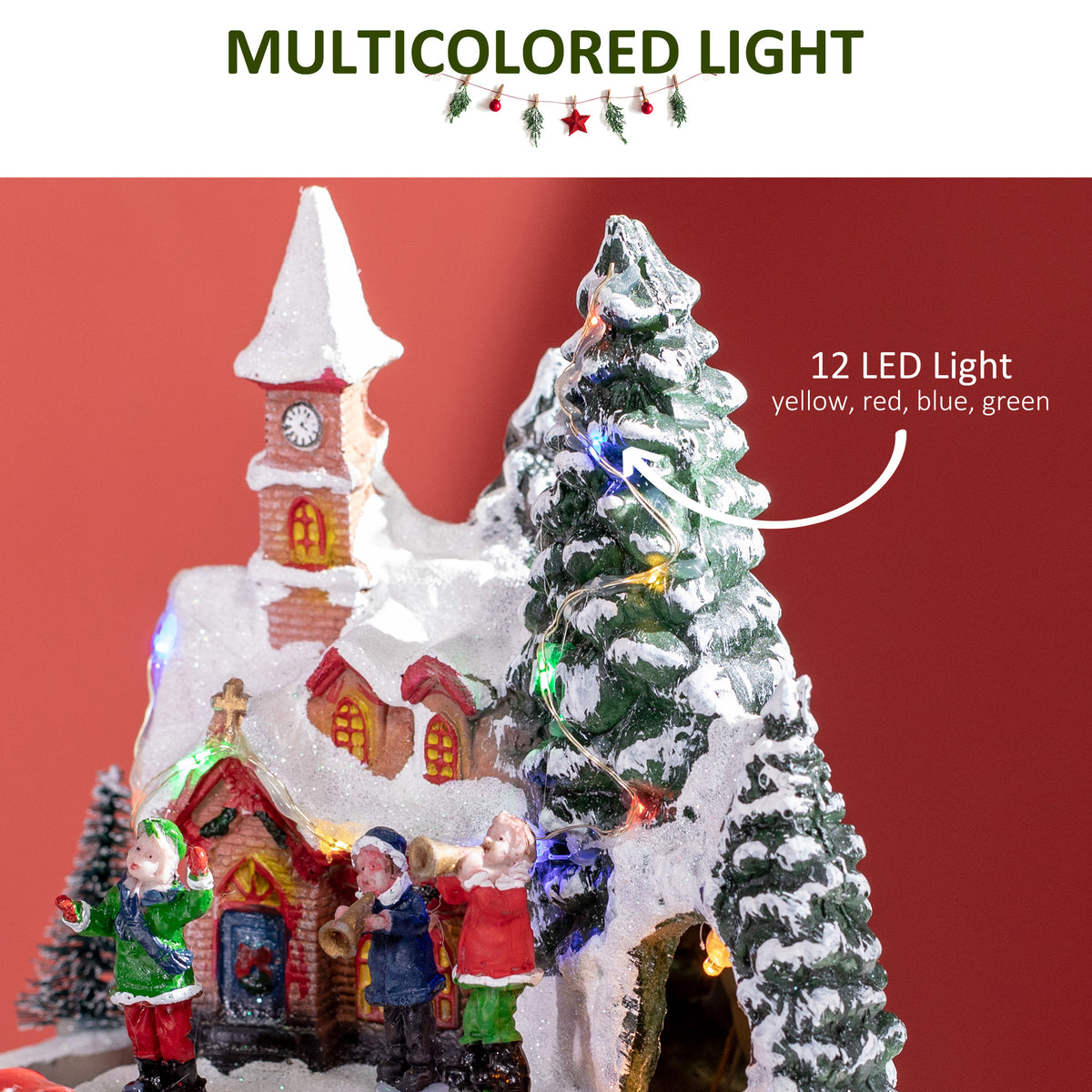 Décoration de village de Noël avec train rotatif et musique