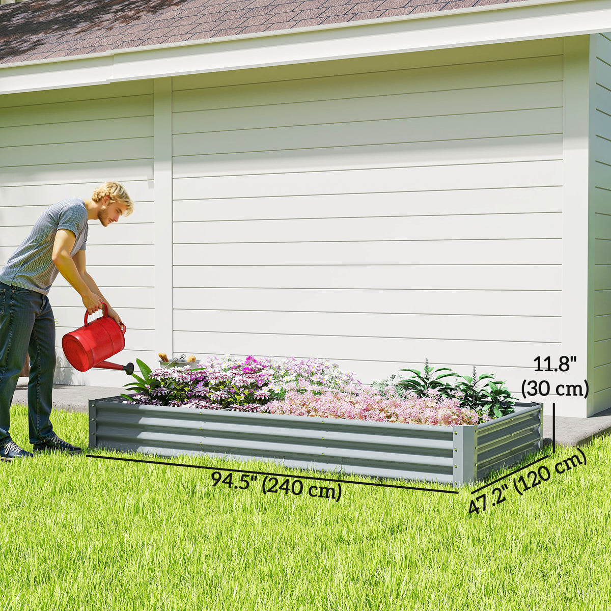 Bac de jardinage surélevé galvanisé 240 x 120 cm