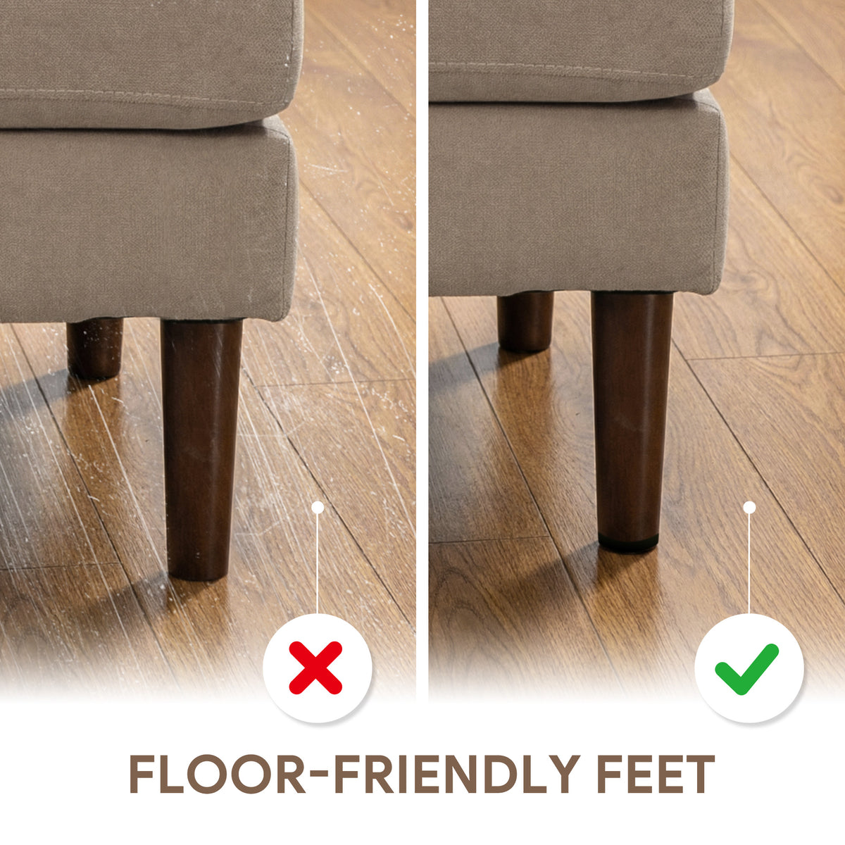 Sofa en U double méridienne 4 places — tissu lin