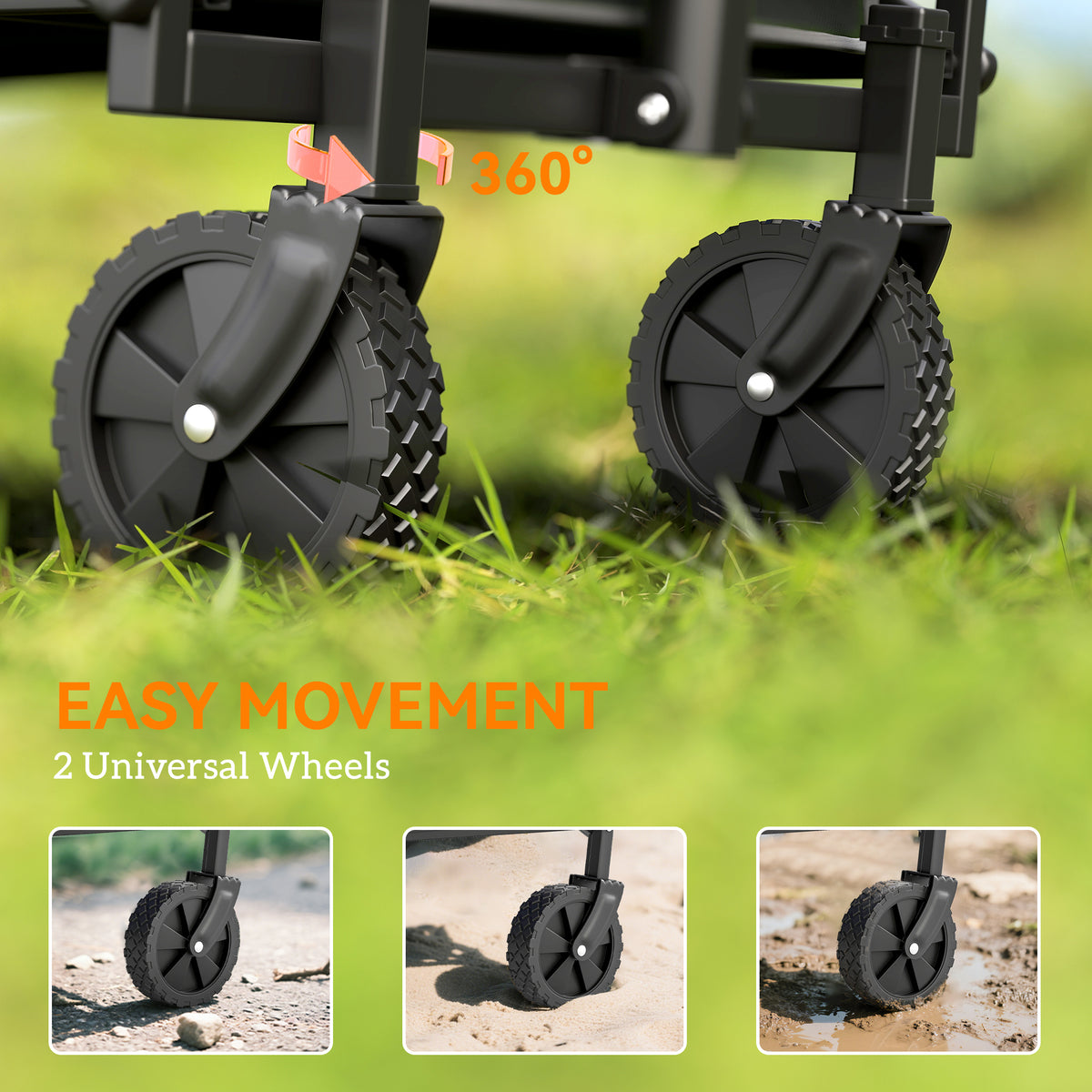 Chariot de jardin pliable 62 L — noir