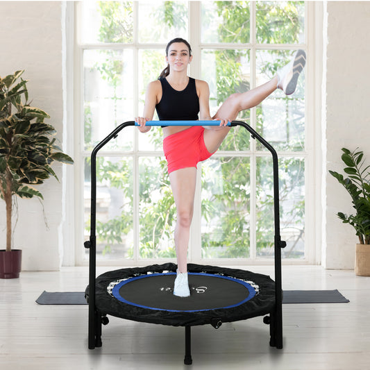 Trampoline de fitness pliable avec poignée