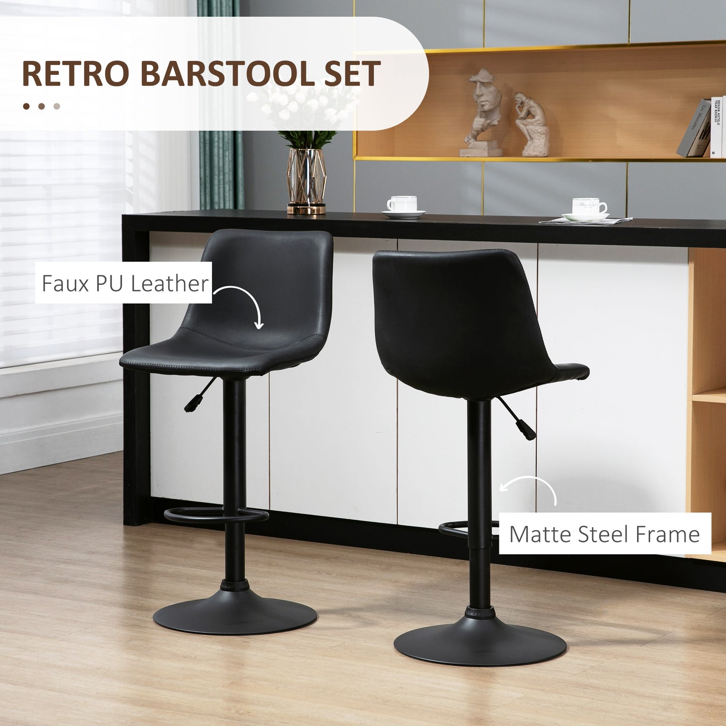 Tabourets de bar ajustables pivotants ensemble de 2