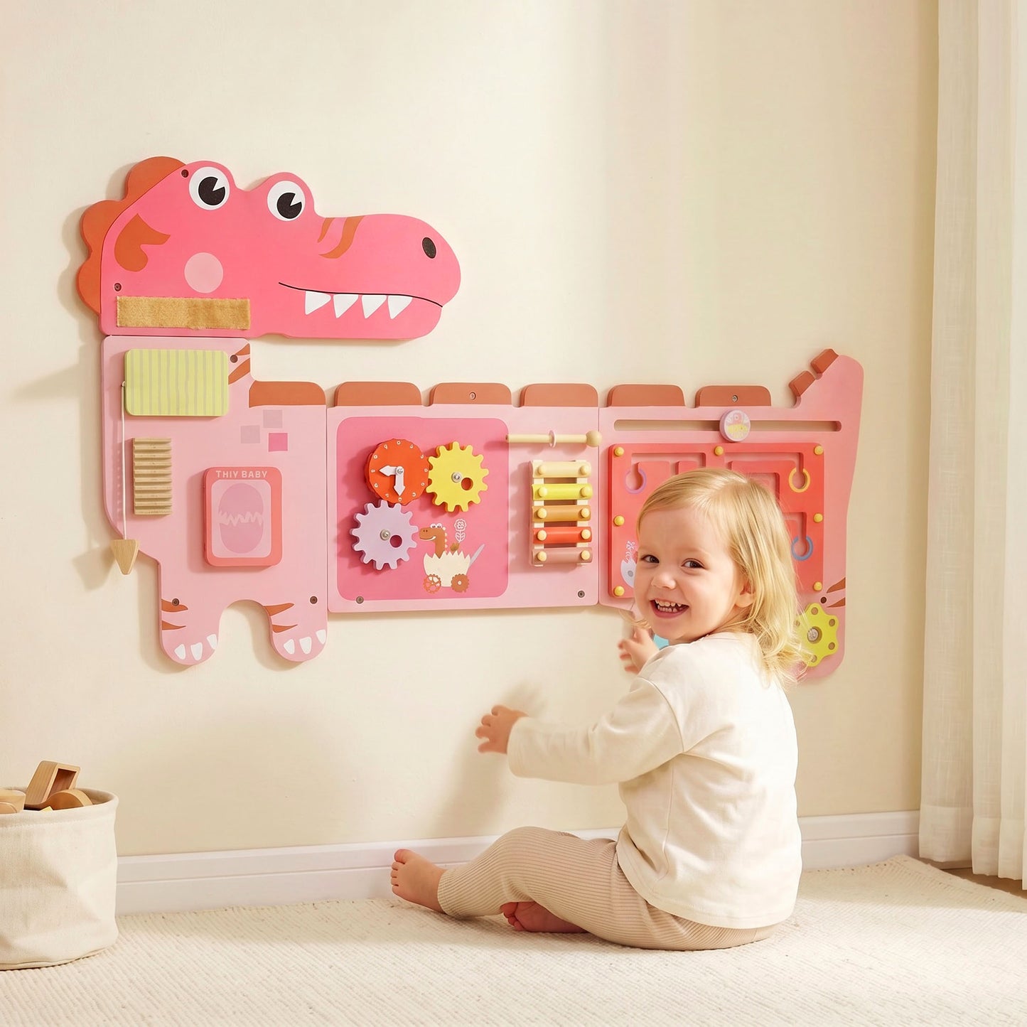 Tableau d'activités Montessori mural thème dinosaure