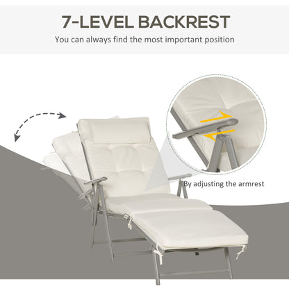 Chaise longue pliante extérieure à 7 positions avec coussin