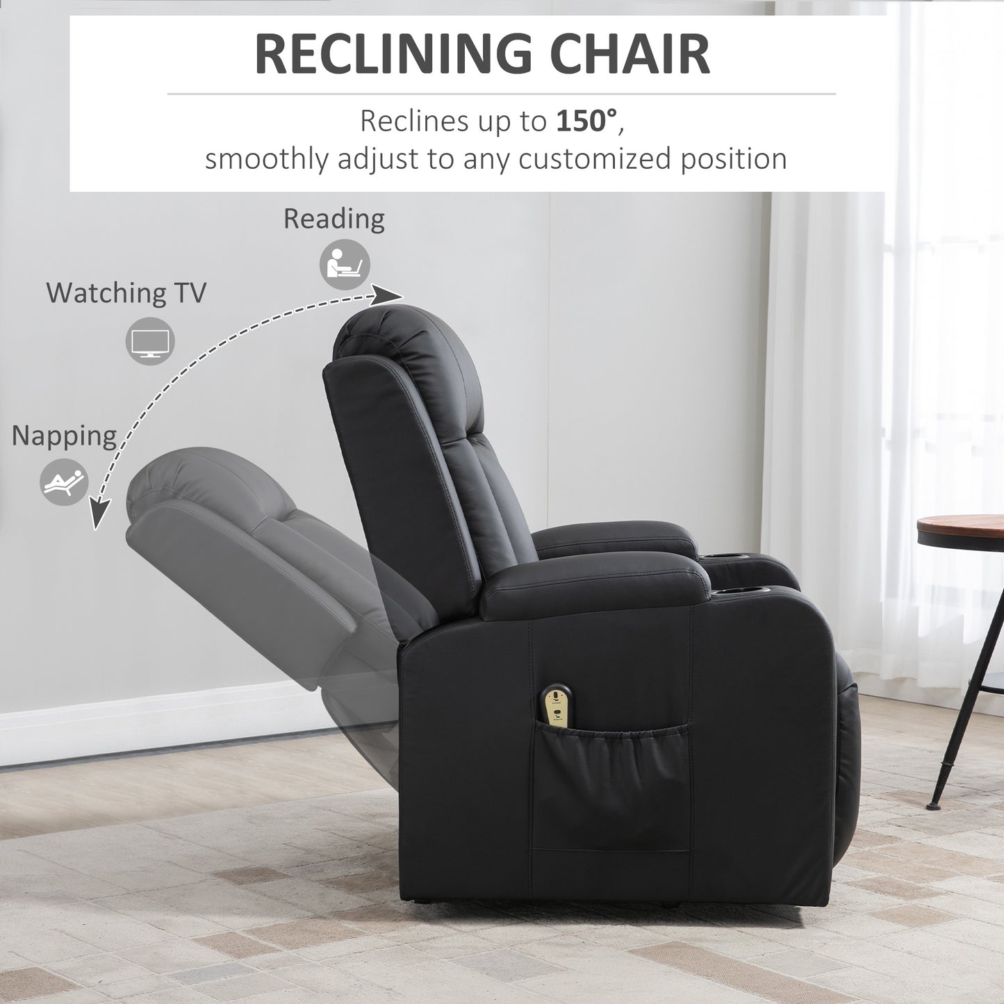 Fauteuil releveur électrique inclinable en cuir synthétique
