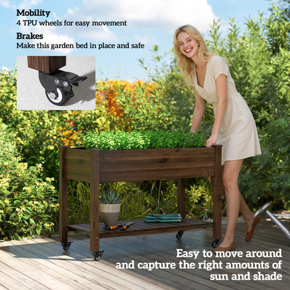 Jardinière surélevée mobile bois avec roues