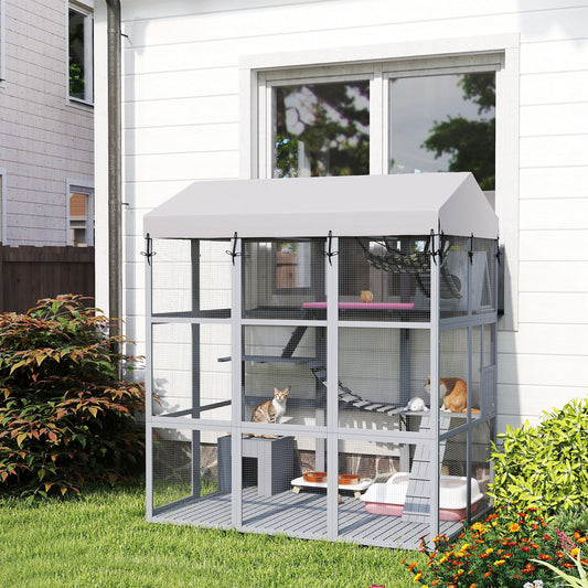 Enclos extérieur pour chats en bois