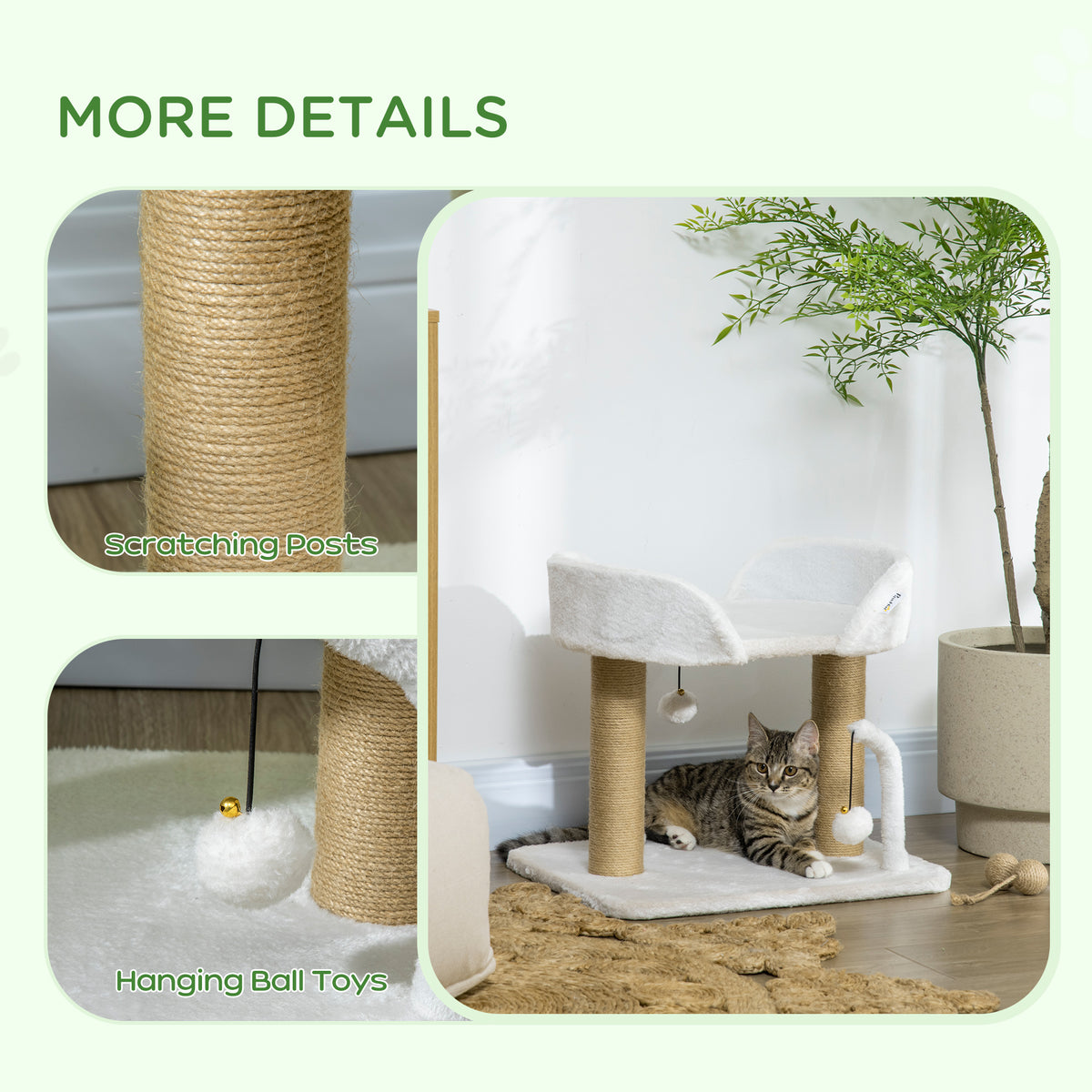 Arbre à chat compact avec griffoirs en jute