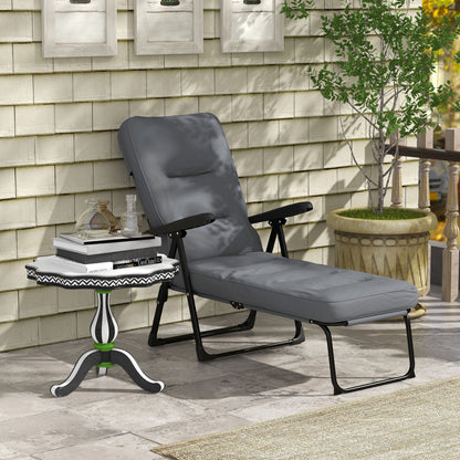 Chaise longue inclinable pliante avec repose-pieds rembourrée