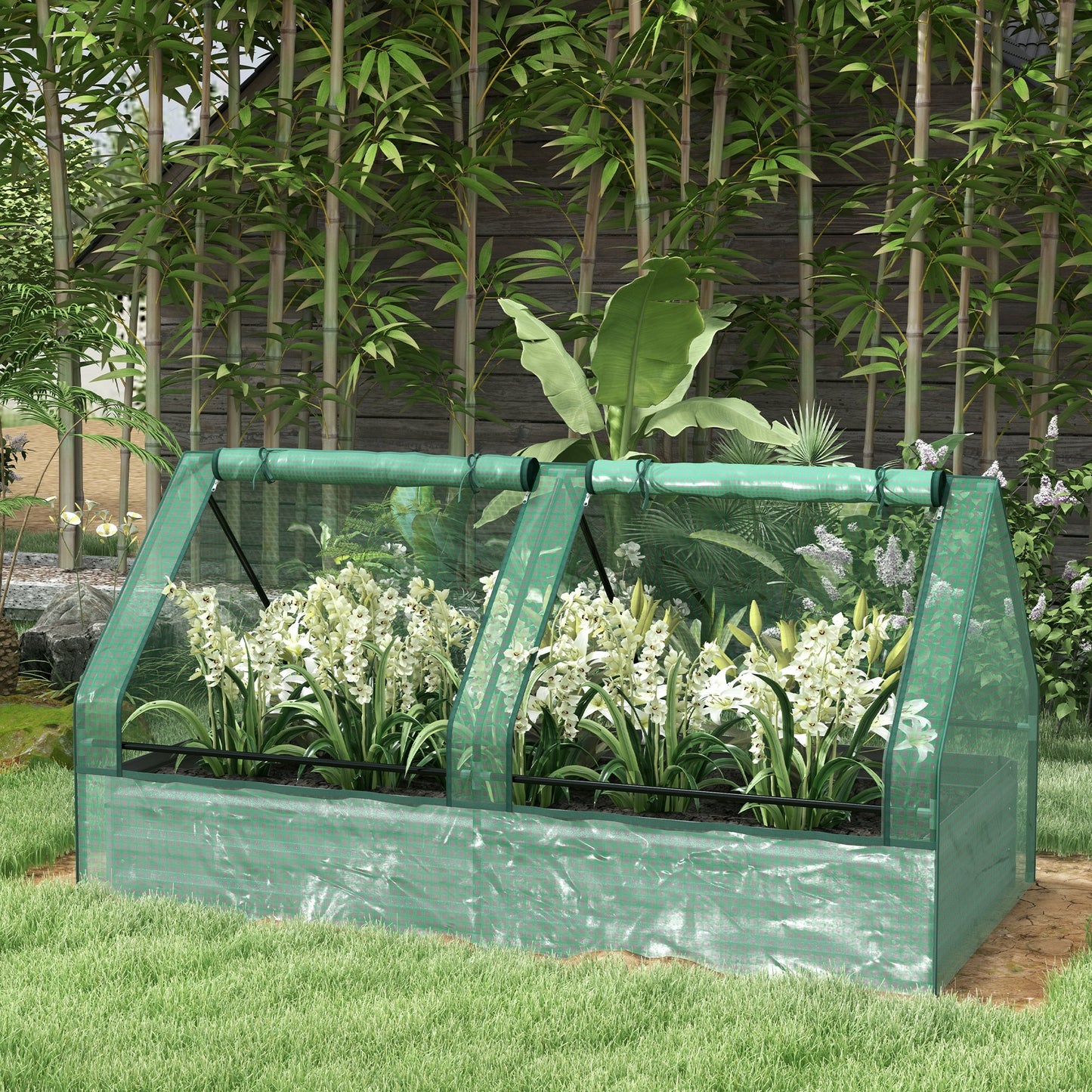 Jardinière surélevée 2-en-1 avec mini-serre