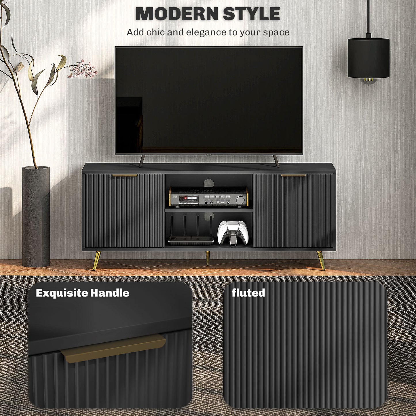Meuble télé moderne avec rangement 55 pouces