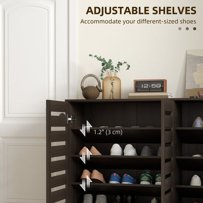 Armoire à chaussures étroite 5 niveaux portes à lattes