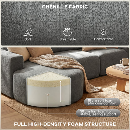 Canapé sectionnel modulaire sans ossature avec méridienne