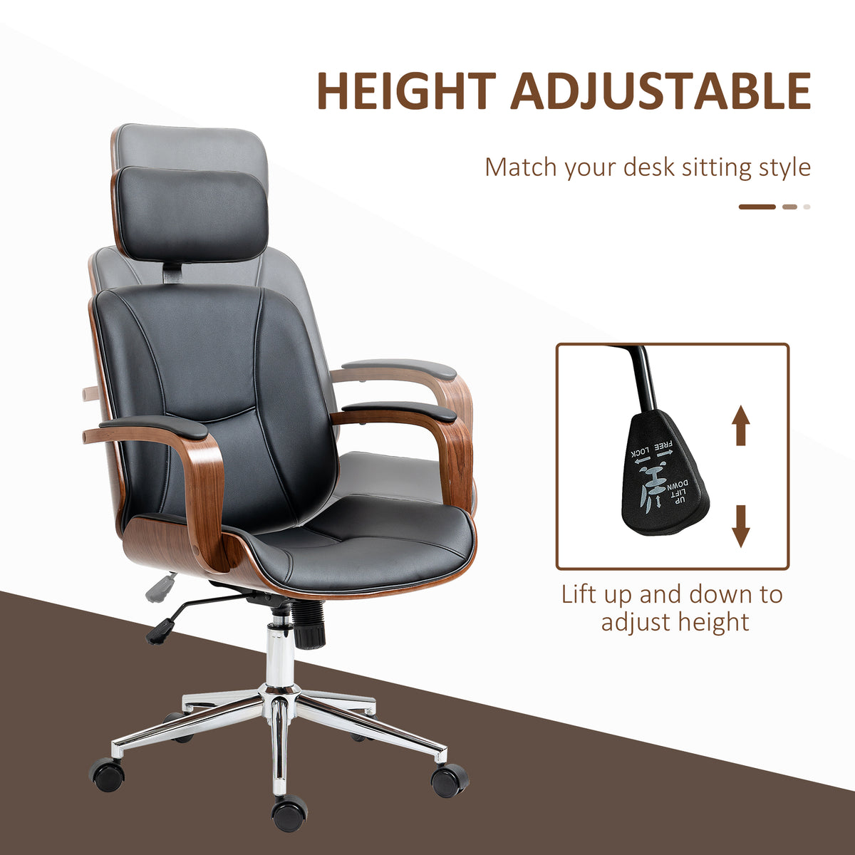 Chaise de bureau ergonomique en similicuir