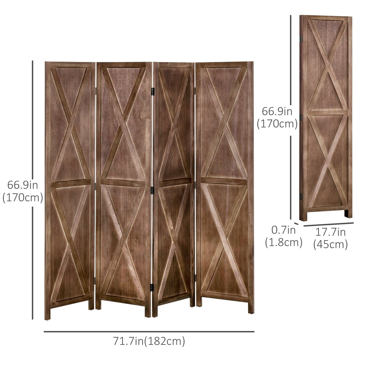 Paravent pliable 4 panneaux style fermette