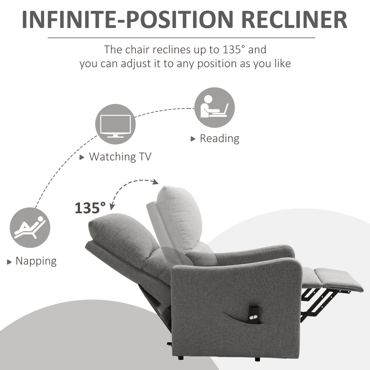 Fauteuil releveur électrique inclinable avec télécommande