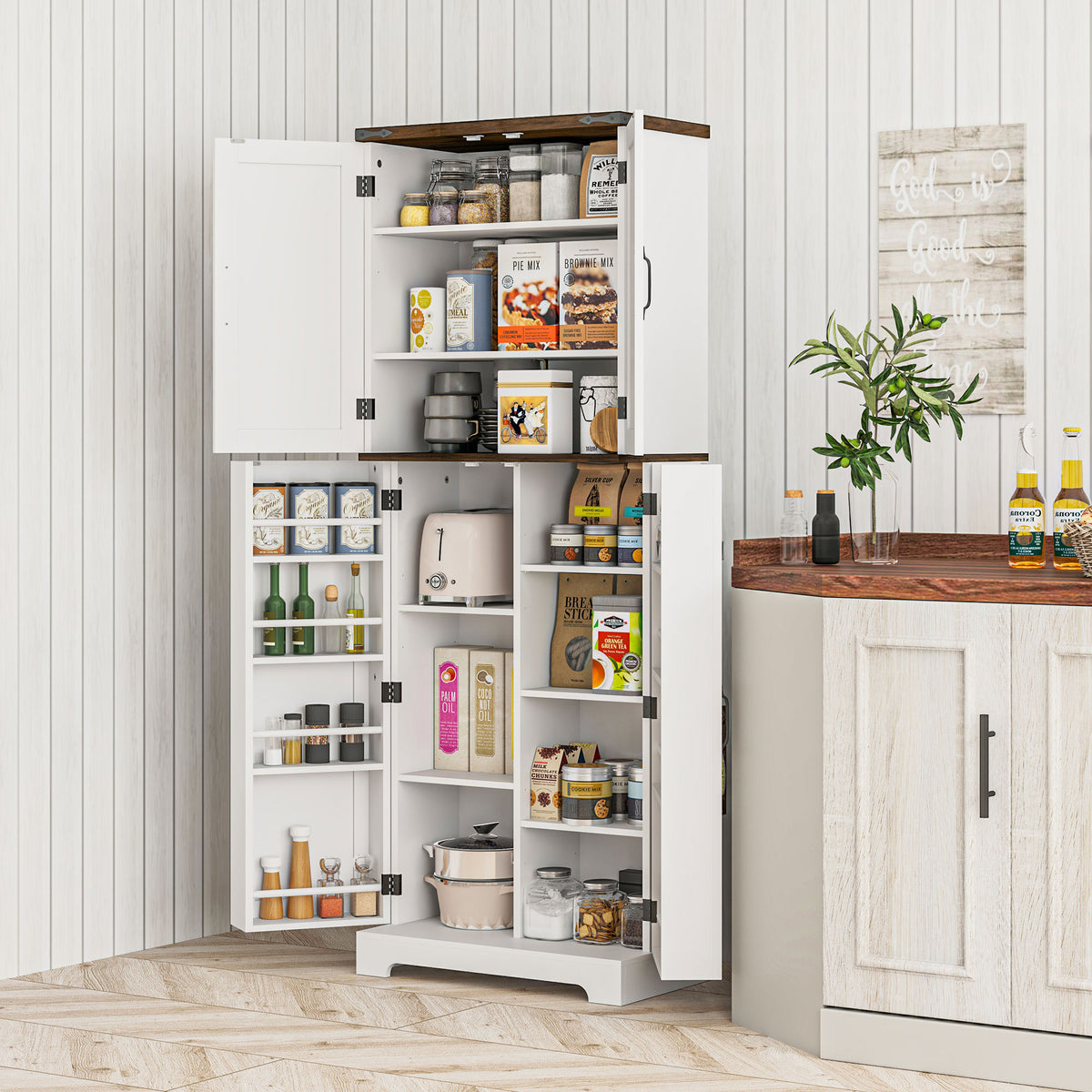 Armoire de cuisine haute avec clayettes ajustables