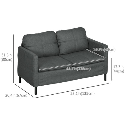 Canapé 2 places compact avec pieds en acier — foncé