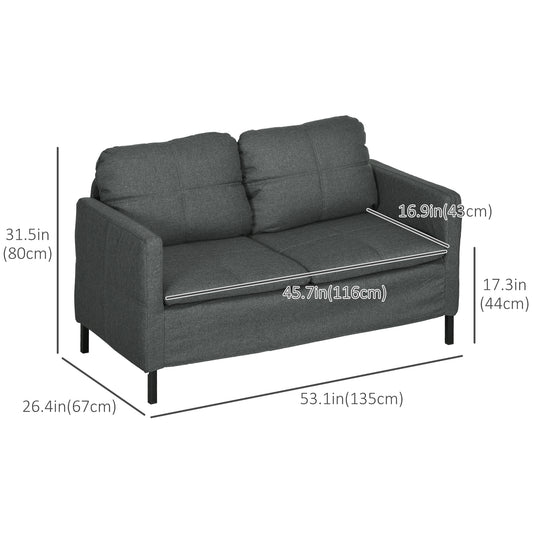 Canapé 2 places compact avec pieds en acier — foncé