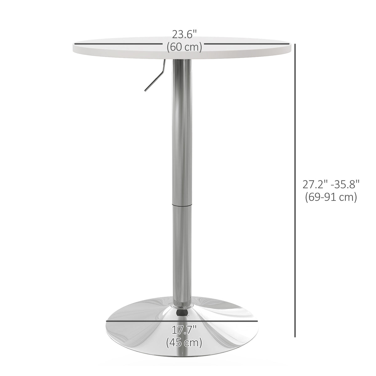 Table haute de bar ronde réglable en acier