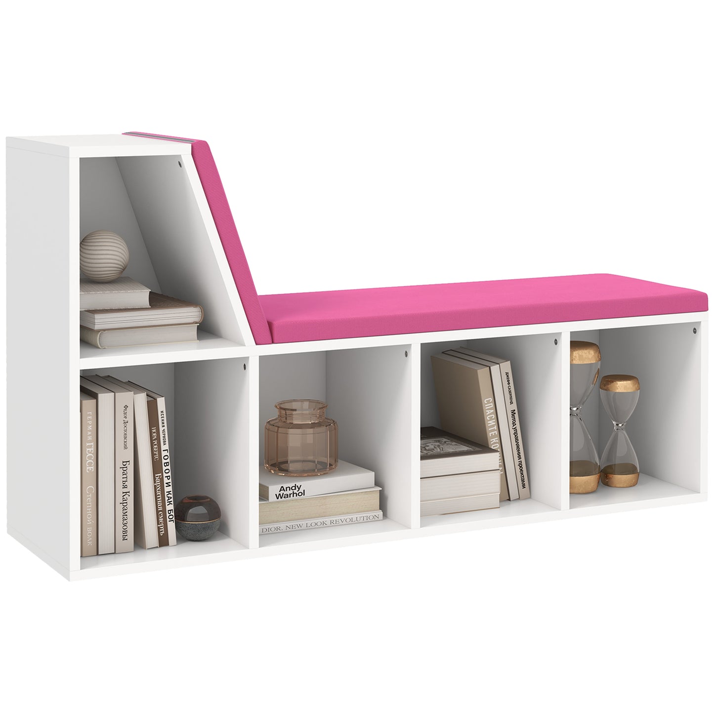 Bibliothèque 5 cubes avec banc de lecture rembourré