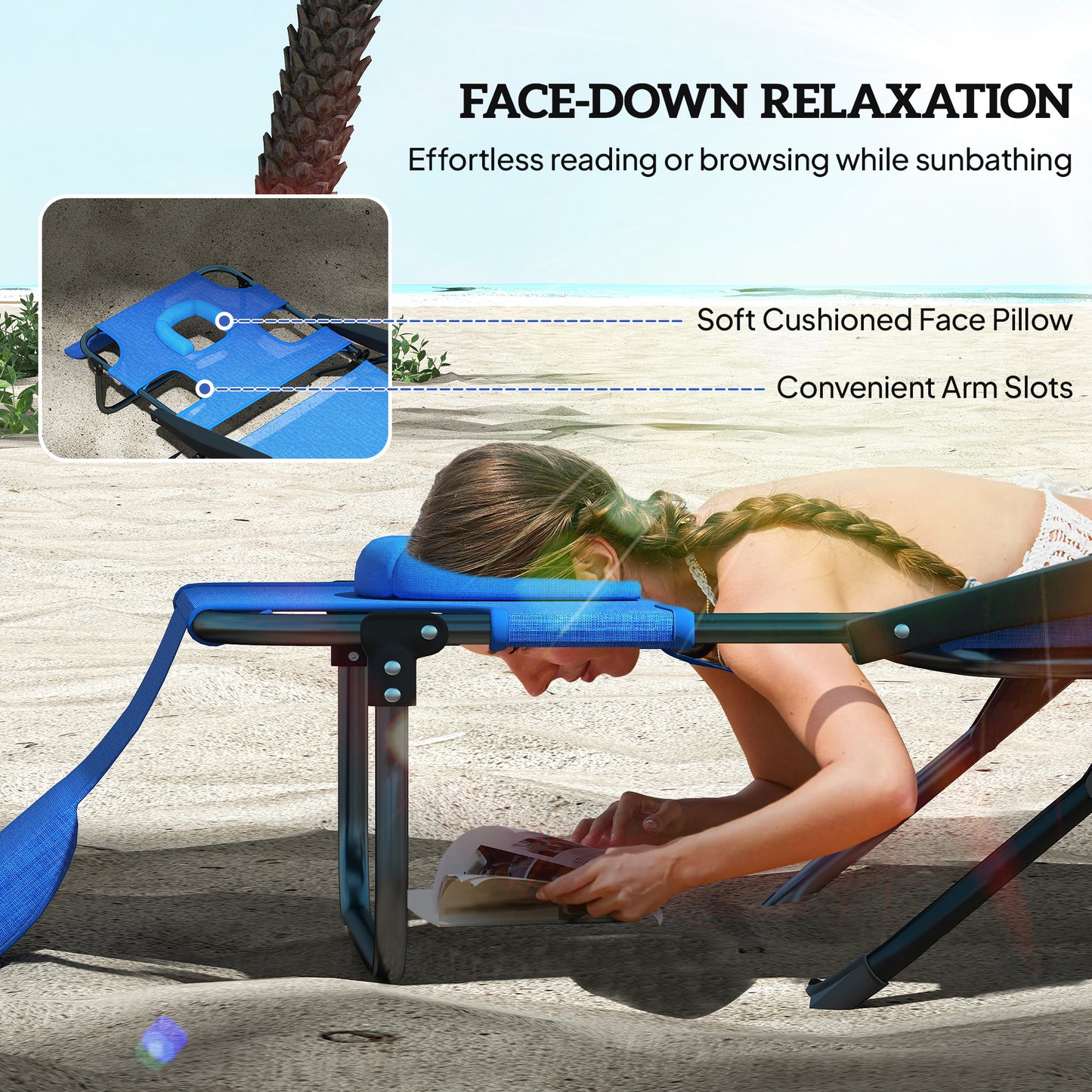 Chaise longue pliante avec dossier inclinable