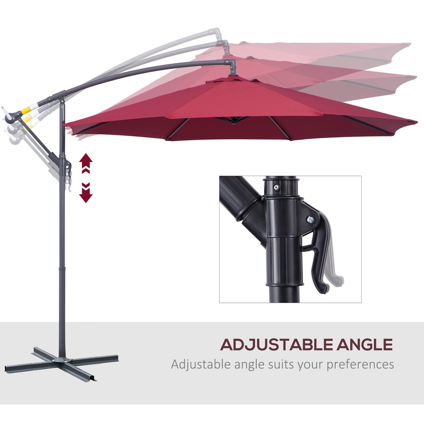 Parasol déporté patio 10 pieds cantilever avec base croisée