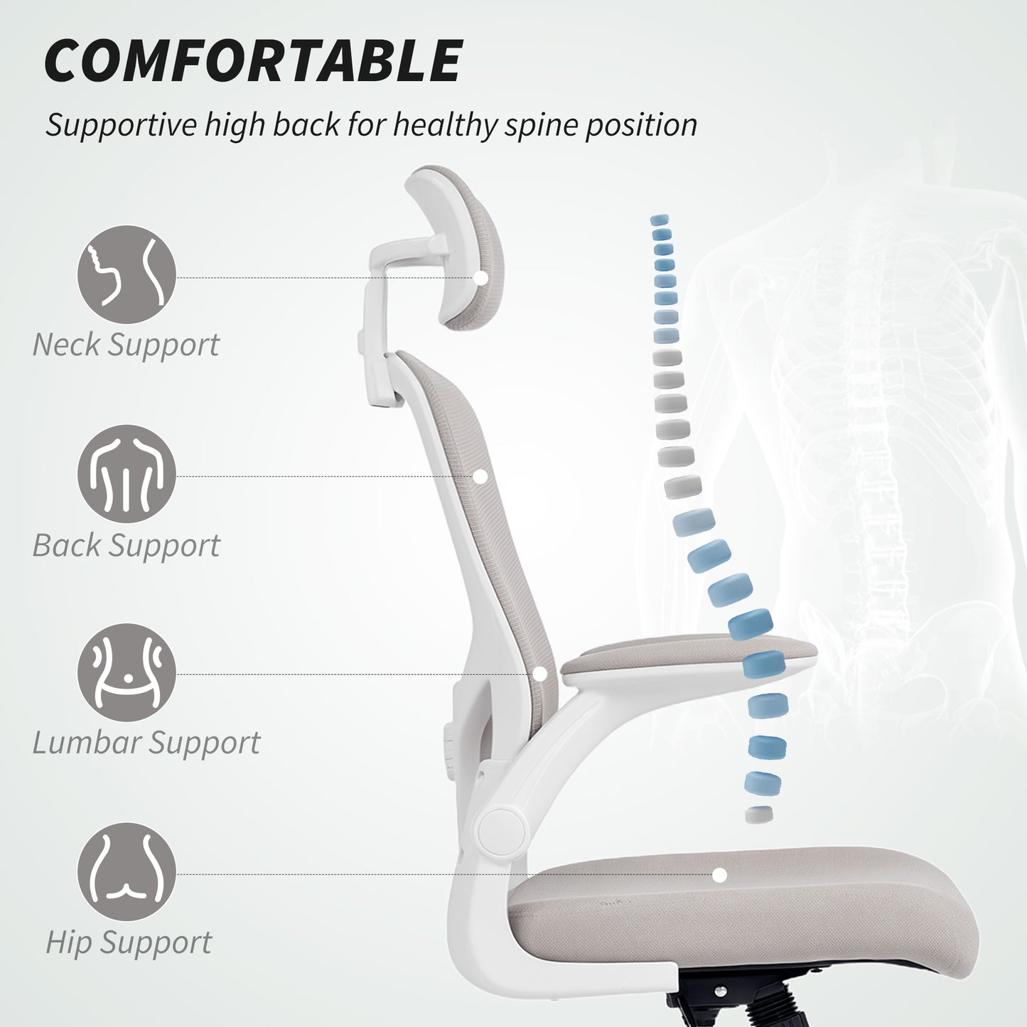 Chaise de bureau ergonomique mesh avec appui-tête ajustable