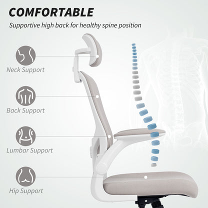 Chaise de bureau ergonomique mesh avec appui-tête ajustable