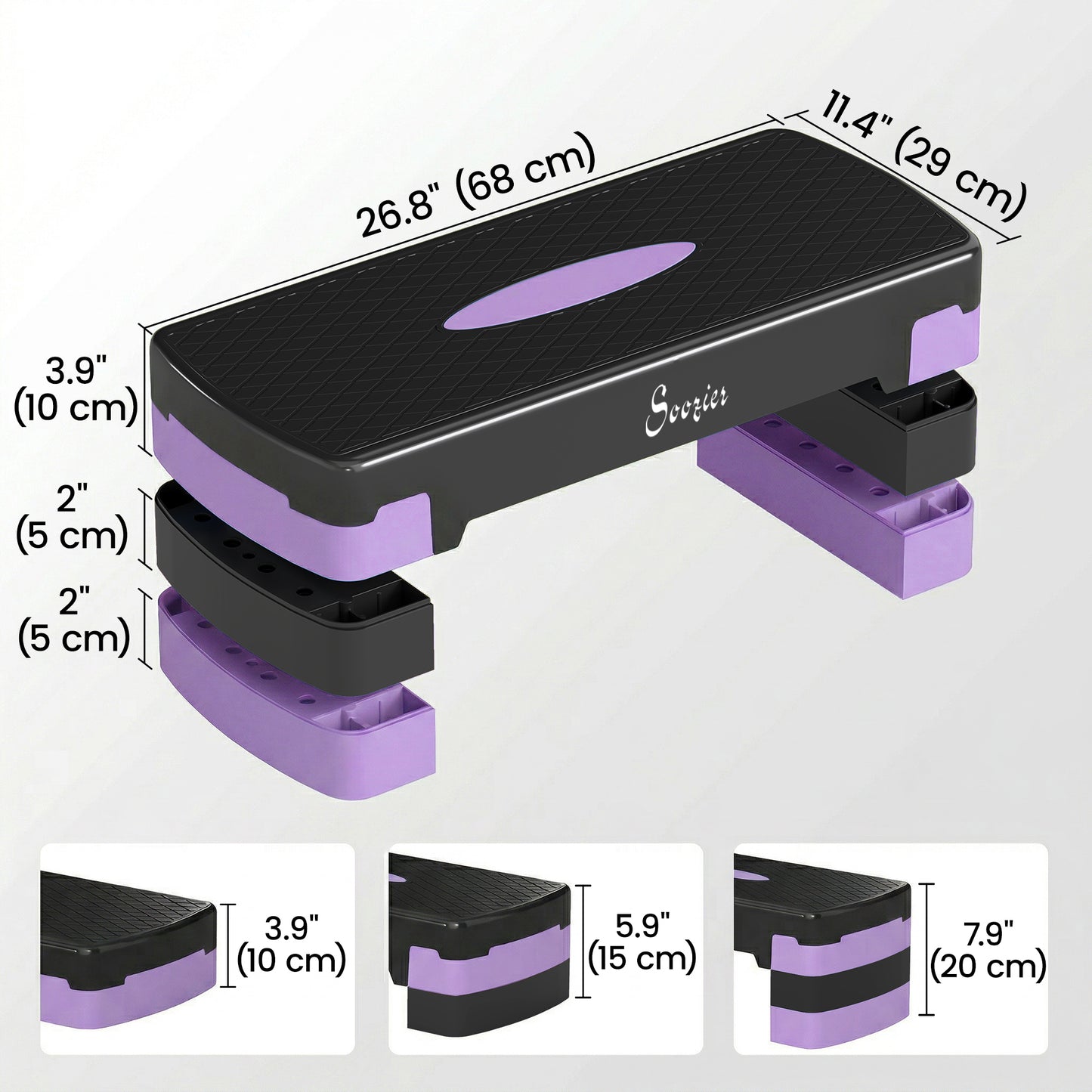 Plateforme de step aérobique réglable 3 hauteurs