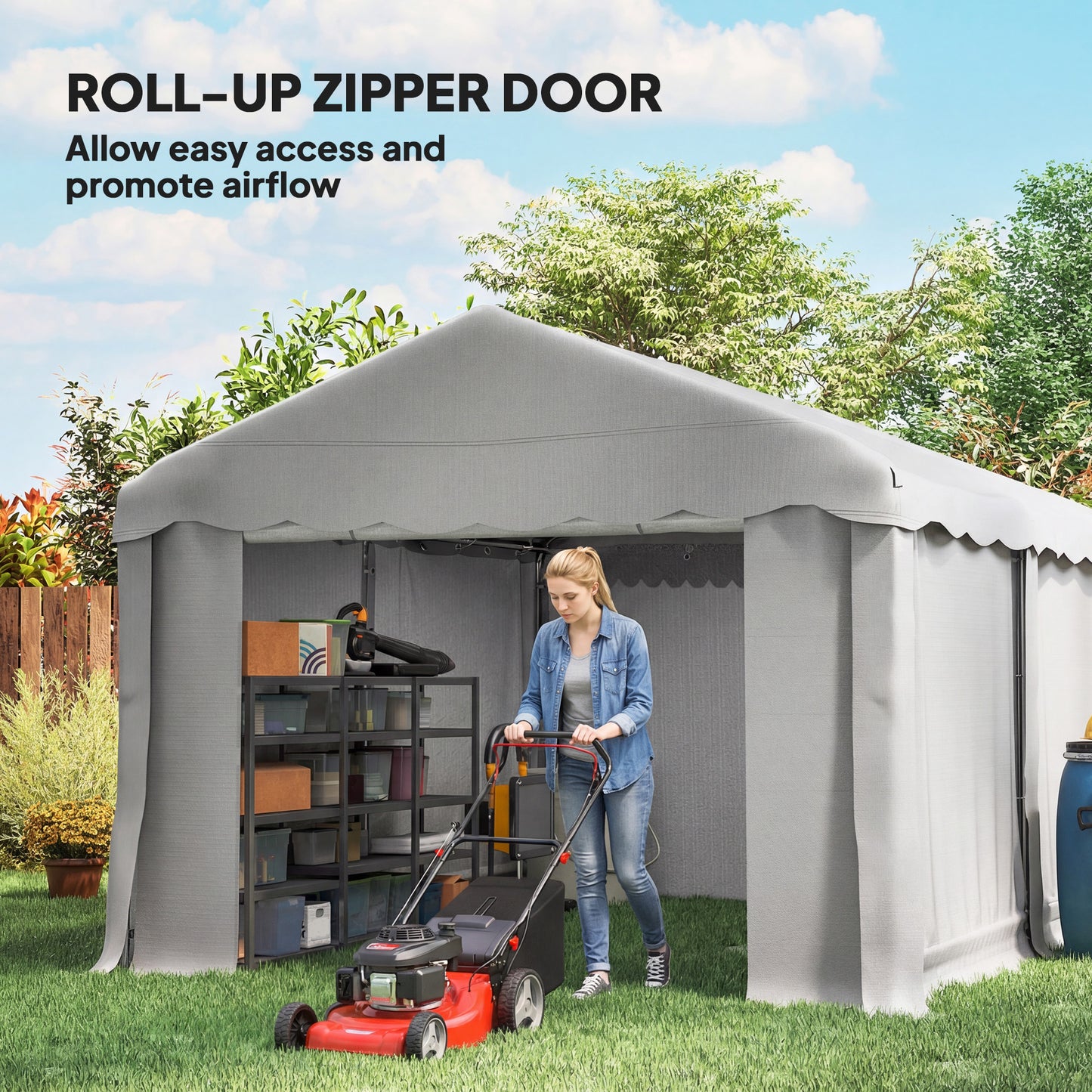 Abri de jardin portable toile imperméable 396 x 305 cm