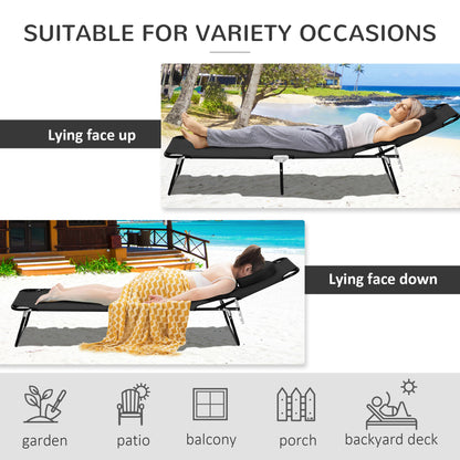 Chaise longue pliante avec trou visage ajustable