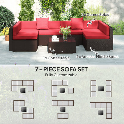 Ensemble de meubles de patio 7 pièces rotin modulaire