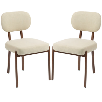 Chaises de cuisine rembourrées lin, ensemble de 2
