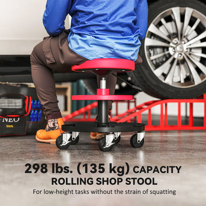 Tabouret de garage roulant à hauteur réglable avec plateaux