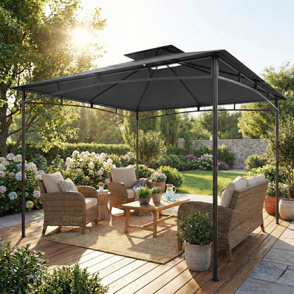 Gazebo de jardin double toit 3 m x 3 m