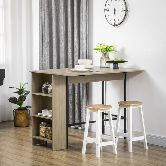Table de bar extensible avec tablettes de rangement réglables
