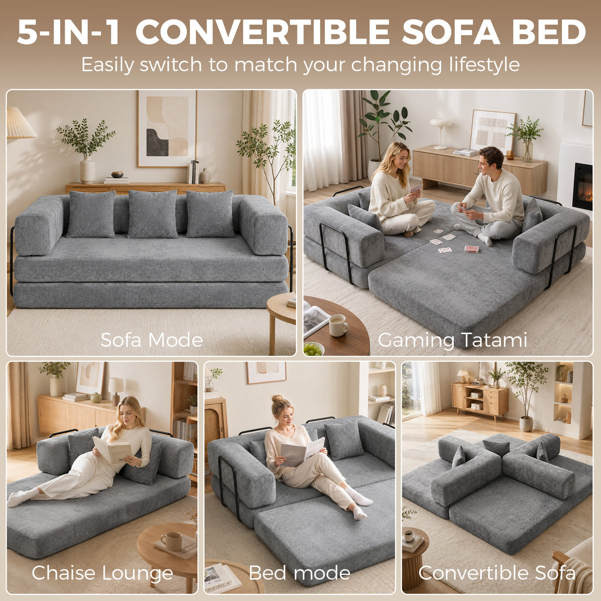 Canapé convertible sans ossature mousse haute densité