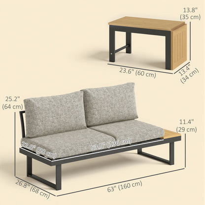 Ensemble patio sectionnel aluminium modulaire 3 pièces