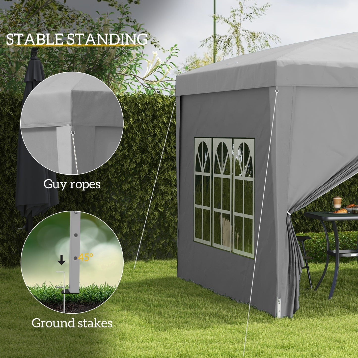 Tente de jardin escamotable 3 x 3 m avec sac de transport