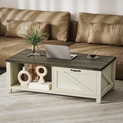 Table basse industrielle avec tiroir et étagères