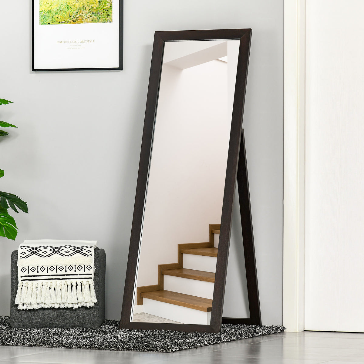 Miroir pleine longueur rectangulaire 147 x 51 cm avec cadre