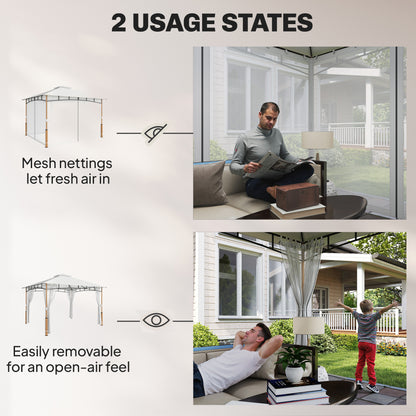 Gazebo de patio double toit 3x3.6m avec moustiquaire