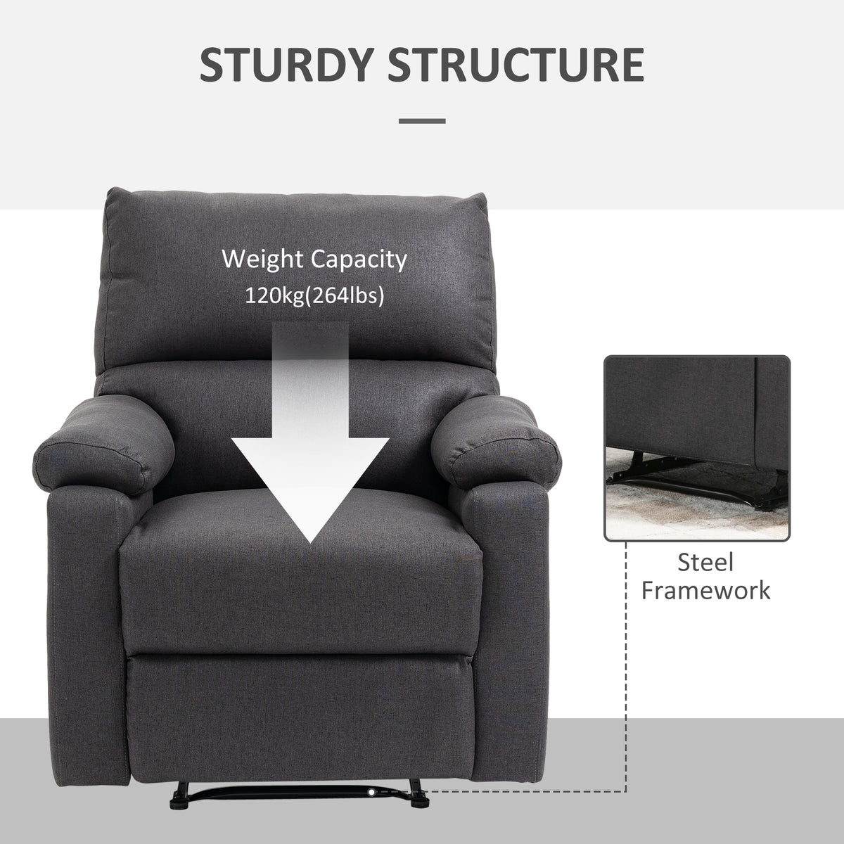 Fauteuil inclinable manuel avec repose-pieds en lin