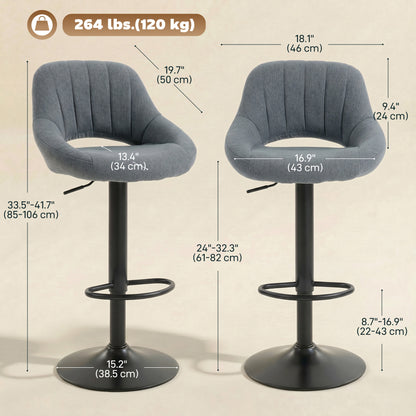 Tabourets de Bar Pivotants Ensemble de 2 Lin