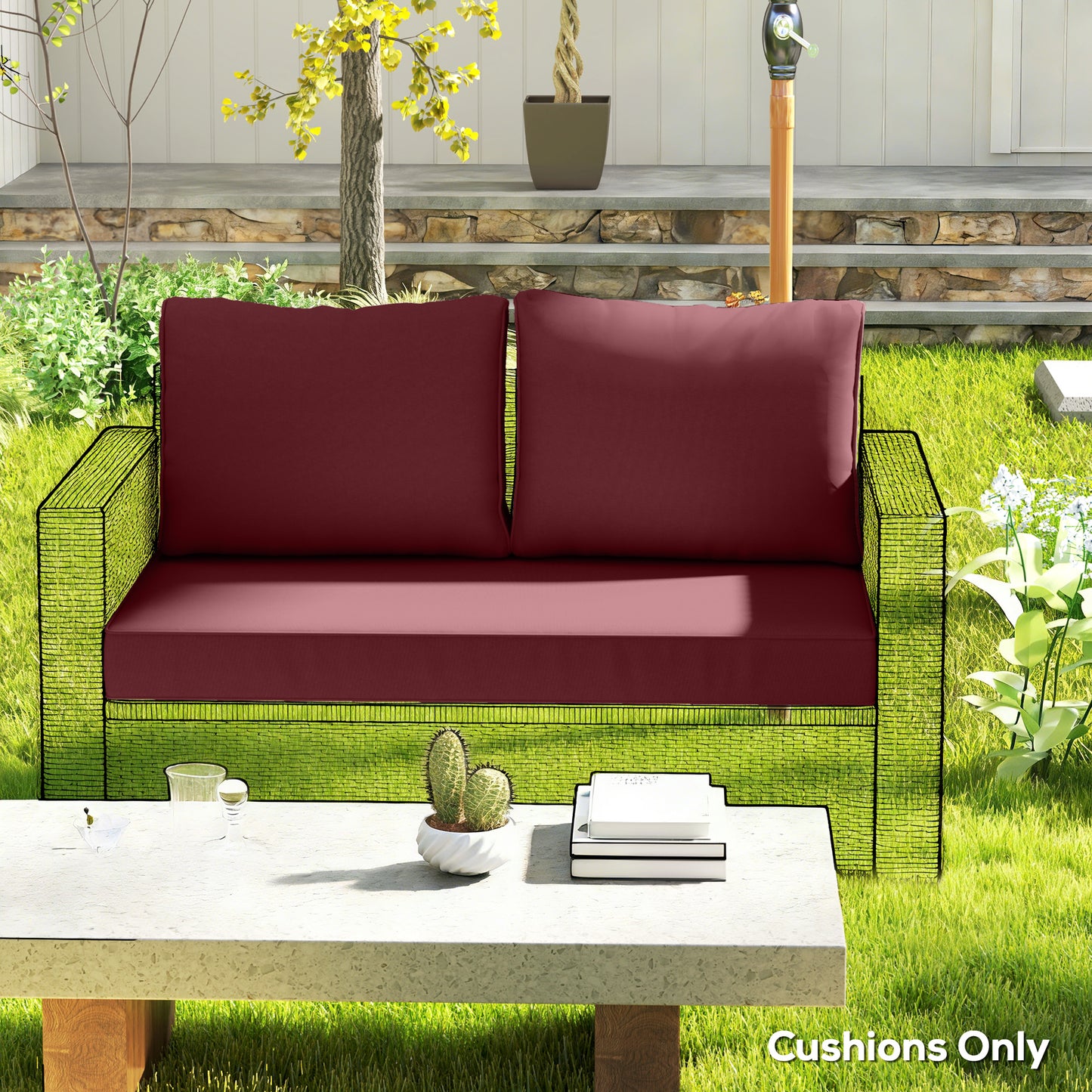 Coussin de canapé double extérieur 3 pièces