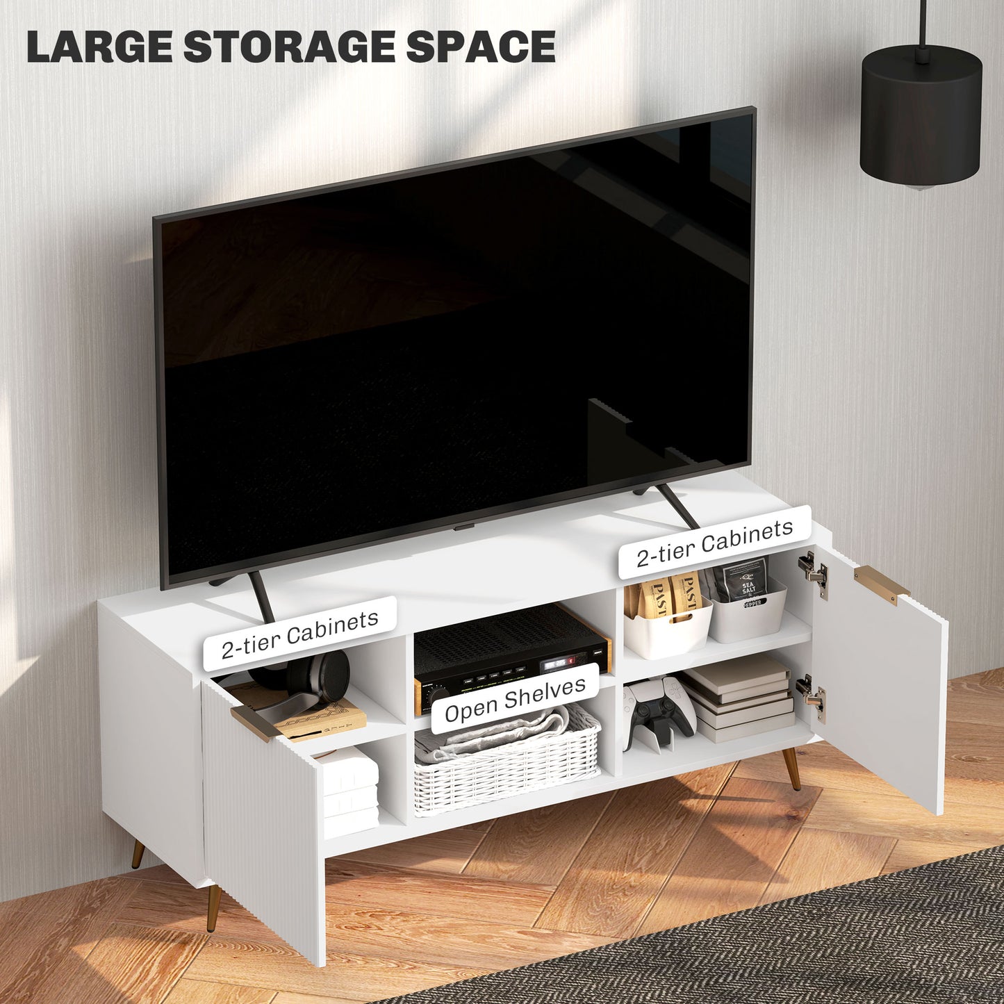 Meuble télé moderne avec rangement 55 pouces