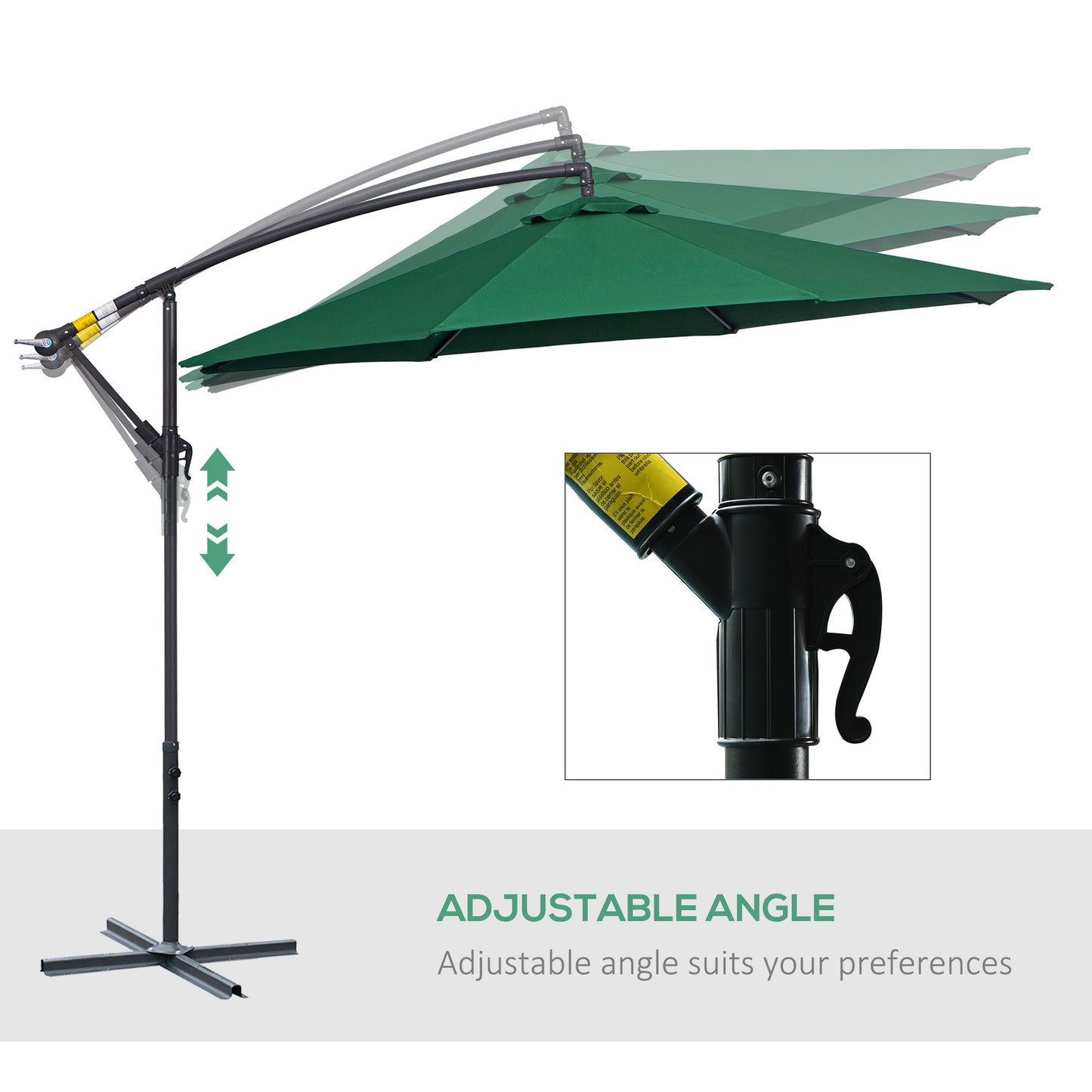 Parasol déporté patio 10 pieds cantilever avec base croisée