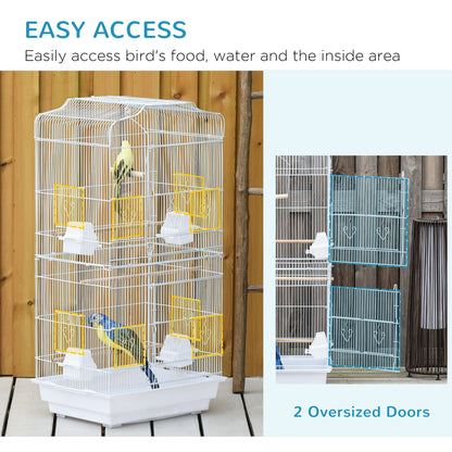 Cage à oiseaux vol libre 2 portes avec perchoirs