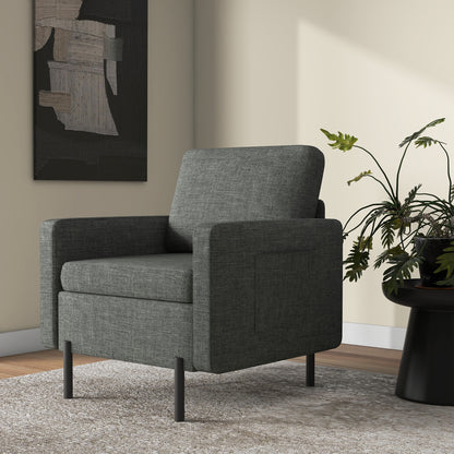 Fauteuil d'appoint rembourré avec poches latérales
